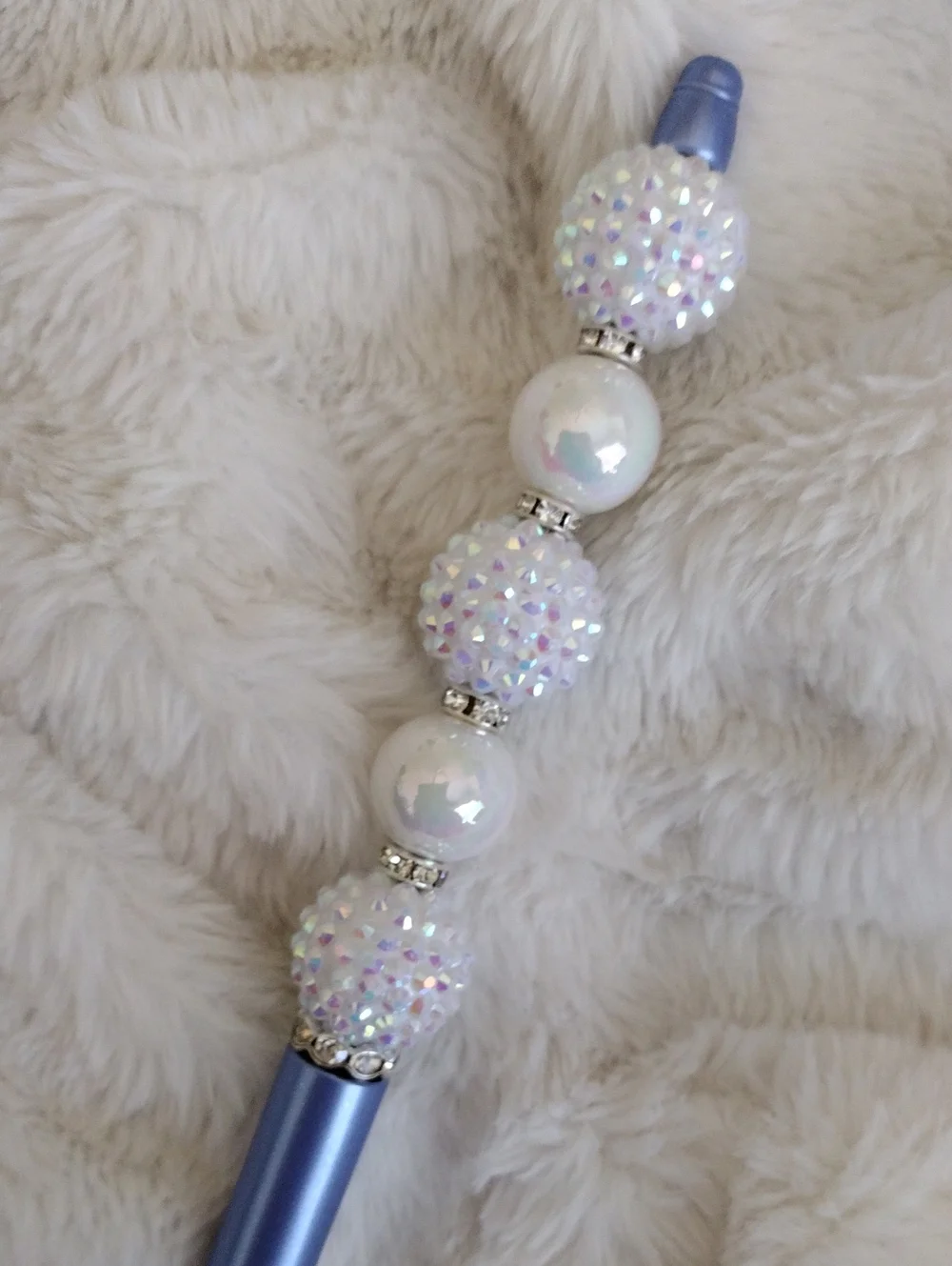 Decorative Light Blue Rhinestone Beaded Ballpoint Pen